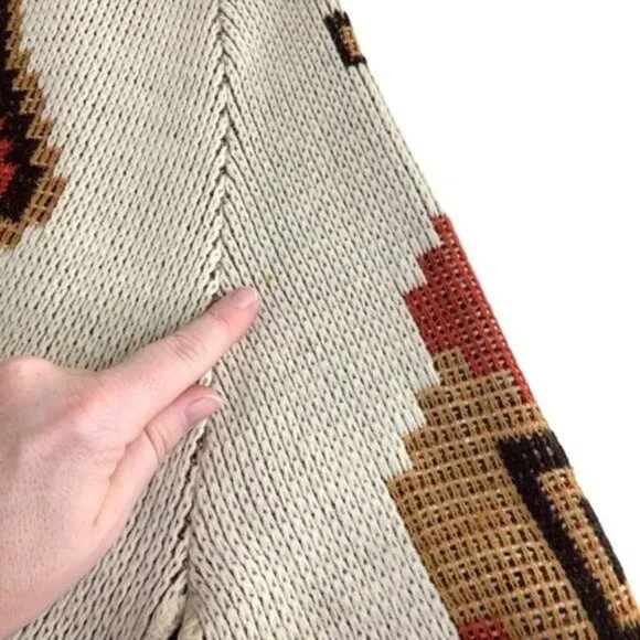 Vintage Knit 1970’s Latin Poncho Button Front Aztec Cape - Picture 5 of 7